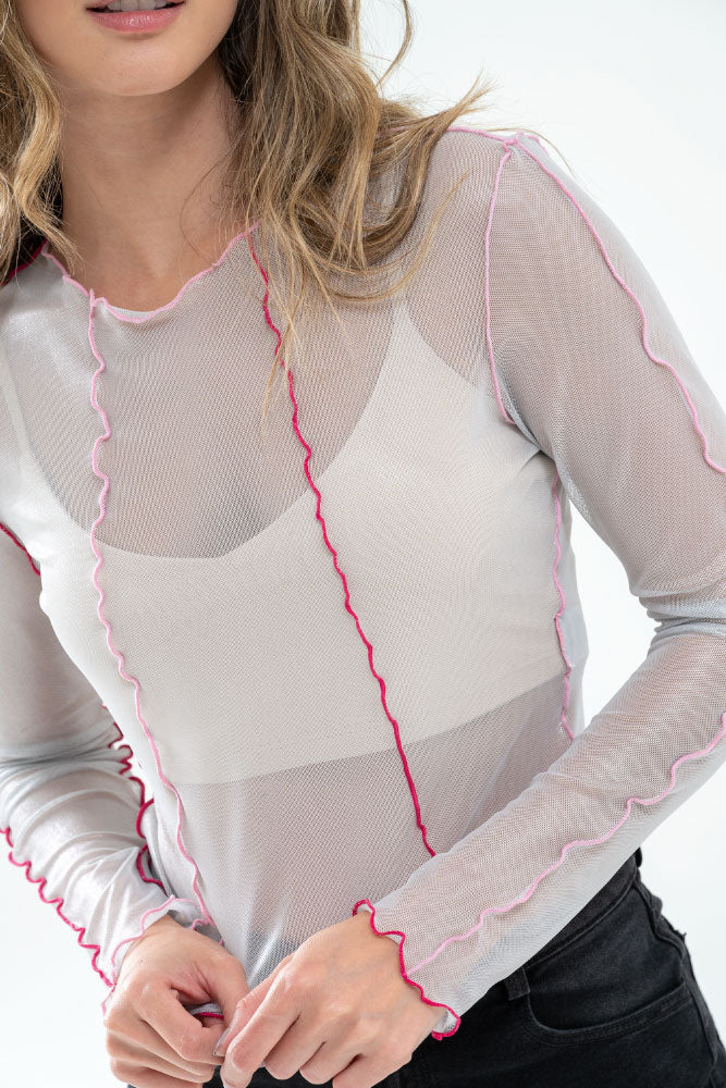 BLUSA MESH CONTRASTE