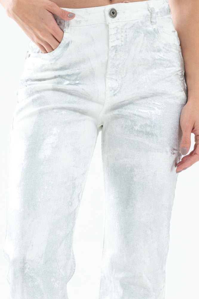 PANTALON STRAIGHT FOIL PLATA